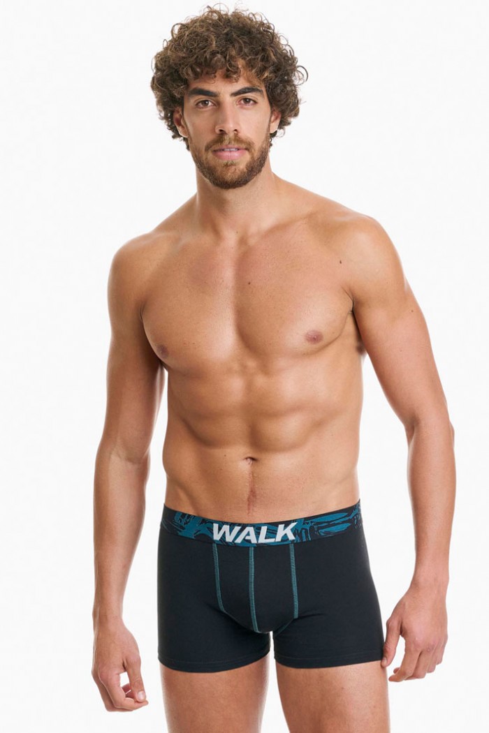 Herrenunterwäsche WALK Boxershorts 2 PACK W1762-4_0287 BLACK PETROL
