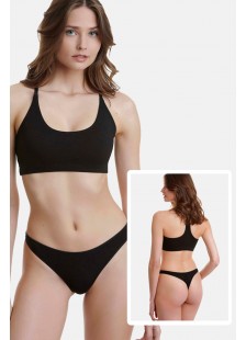 Damenunterwäsche Tanga Bamboo WALK W2013-02 BLACK 2 PACK Damenunterwäsche Tanga Bamboo WALK W2013-02 BLACK 2 PACK