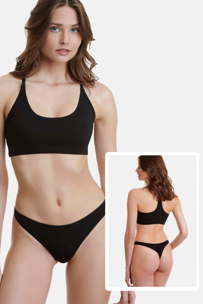 Women's underwear Tanga Bamboo WALK W2013-02 BLACK 2 PACK