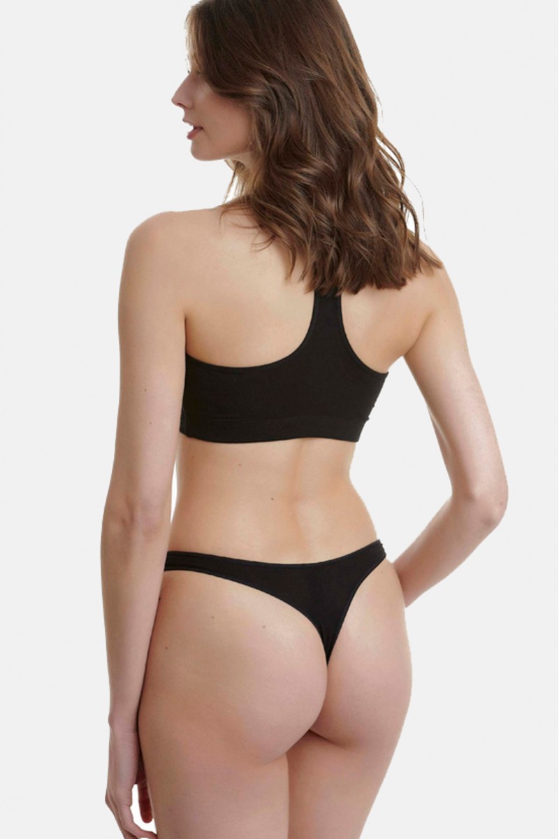 Damenunterwäsche Tanga Bamboo WALK W2013-02 BLACK 2 PACK Damenunterwäsche Tanga Bamboo WALK W2013-02 BLACK 2 PACK