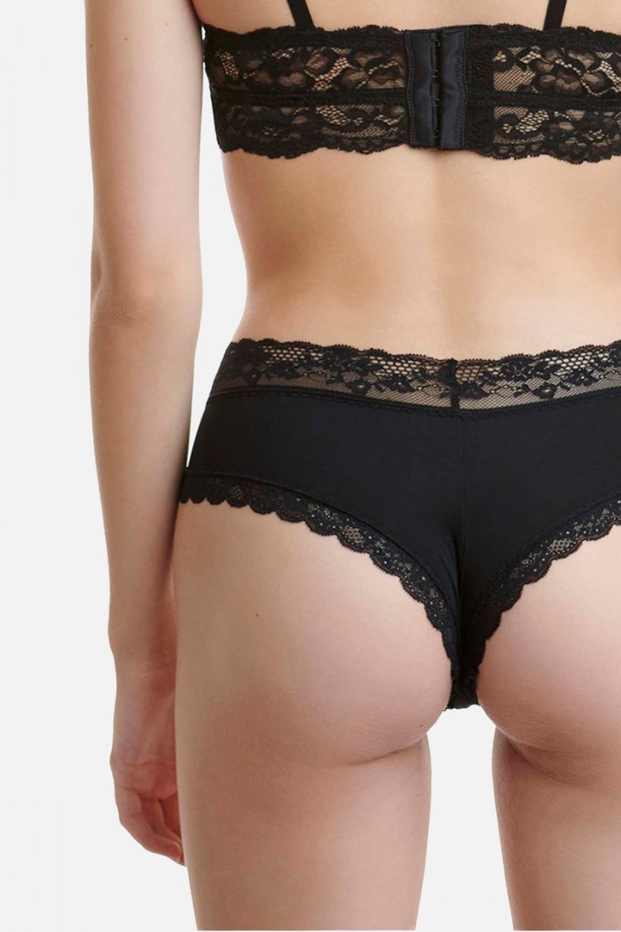 Hipster briefs with lace WALK Microfibre Black W2040_02