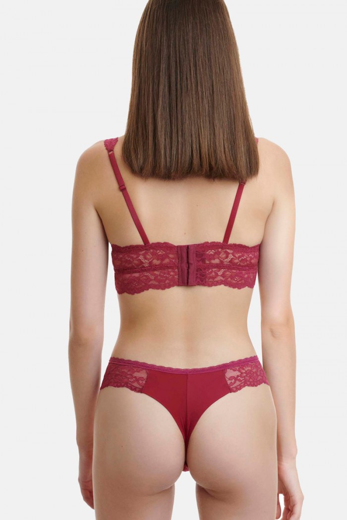 WALK Stringtanga aus Mikrofaser mit Spitze Bordeaux W2041_27