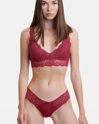 WALK Microfibre thong with lace Bordeaux W2041_27
