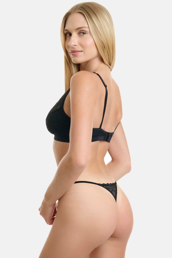 G-STRING WITH LACE WALK W2047_02 BLACK