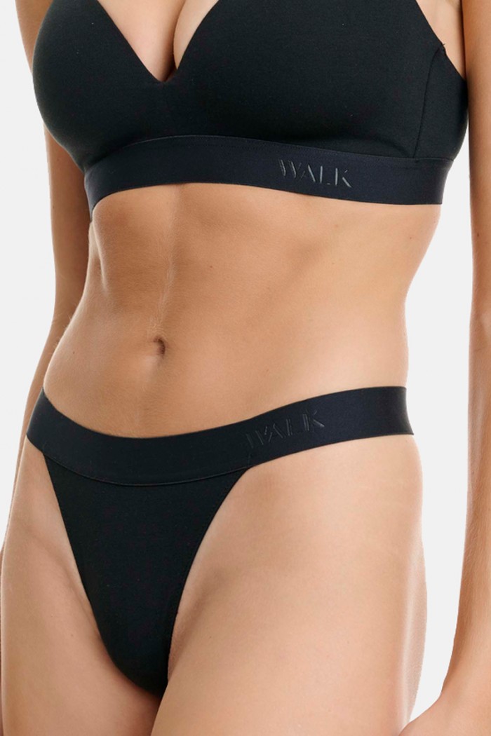 Cotton thong with elastic band WALK Sport W2051-1 BLACK