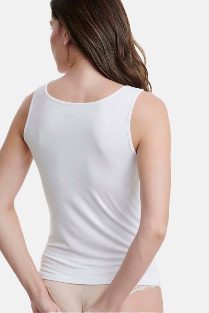 Elastic T-shirt with wide rim WALK Bamboo W2202_01 WHITE