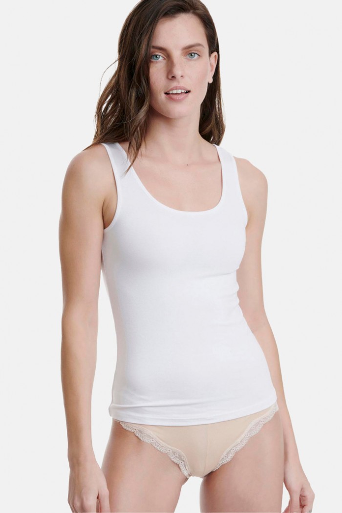 Elastic T-shirt with wide rim WALK Bamboo W2202_01 WHITE