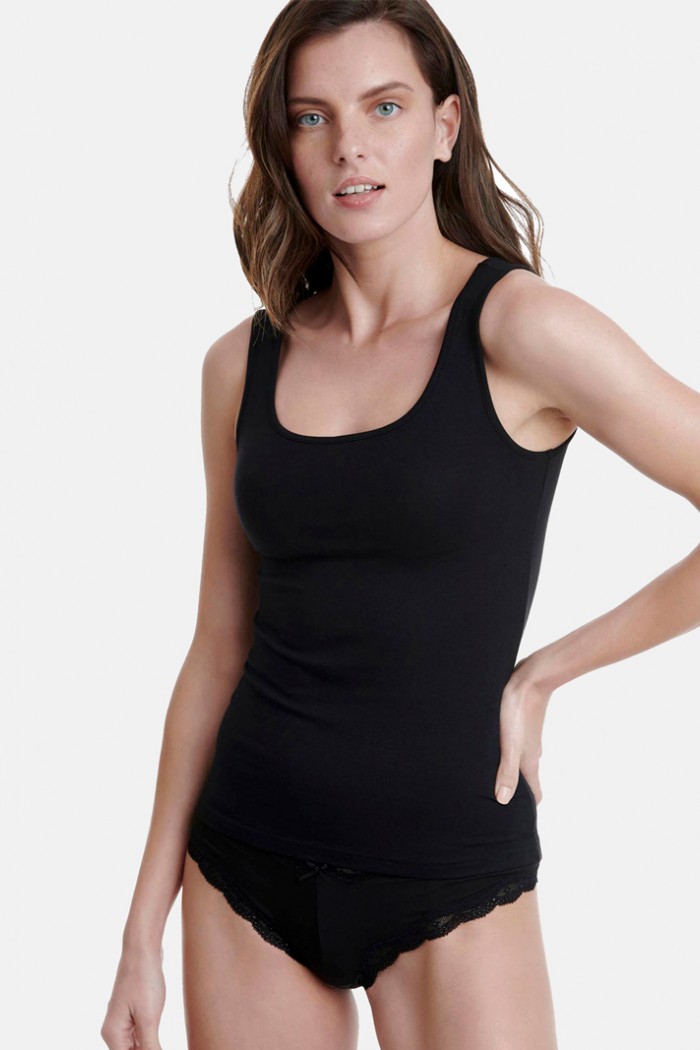 Elastic T-shirt with wide rim WALK Bamboo W2202_02 BLACK