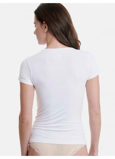 Elastisches T-Shirt mit kurzen Ärmeln WALK Bamboo W2203_01 Weiß Elastisches T-Shirt mit kurzen Ärmeln WALK Bamboo W2203_01 Weiß