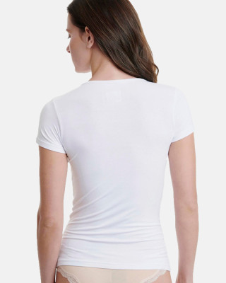 Elastic T-shirt short sleeve WALK Bamboo W2203_01 White