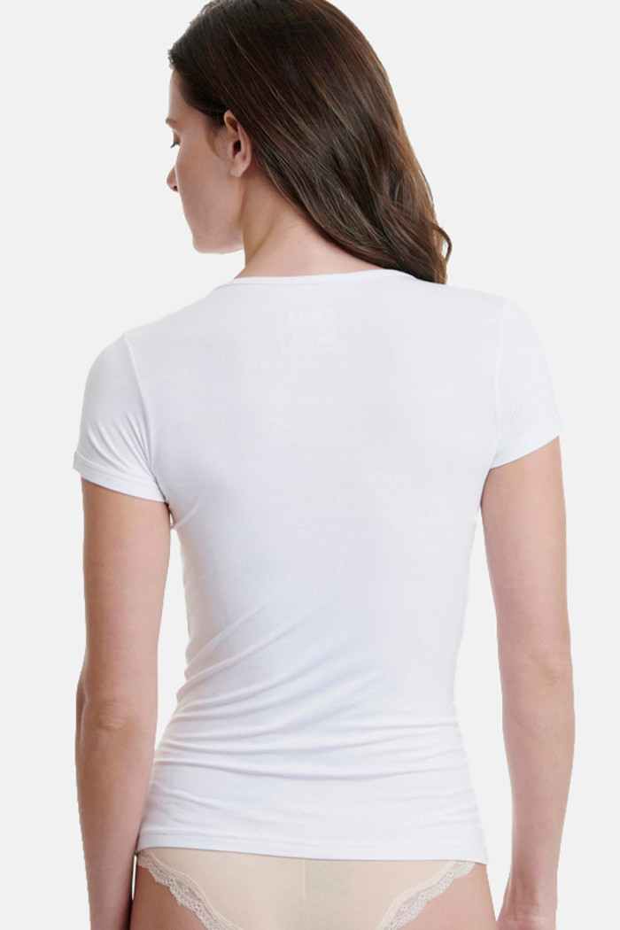 Elastic T-shirt short sleeve WALK Bamboo W2203_01 White