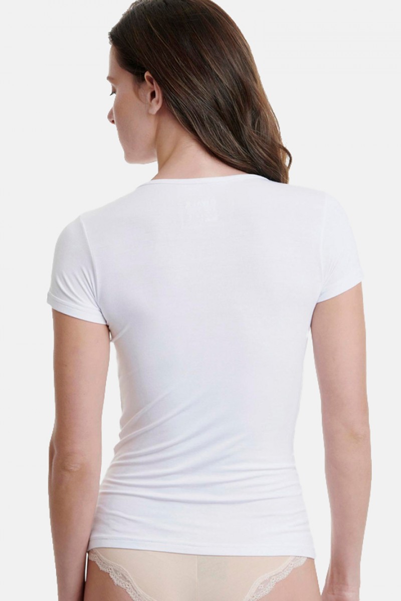 Elastic T-shirt short sleeve WALK Bamboo W2203_01 White