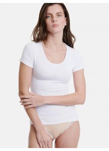 Elastisches T-Shirt mit kurzen Ärmeln WALK Bamboo W2203_01 Weiß Elastisches T-Shirt mit kurzen Ärmeln WALK Bamboo W2203_01 Weiß