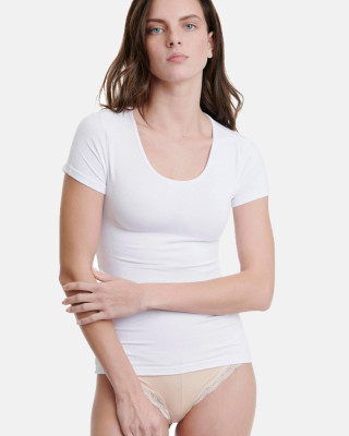Elastic T-shirt short sleeve WALK Bamboo W2203_01 White