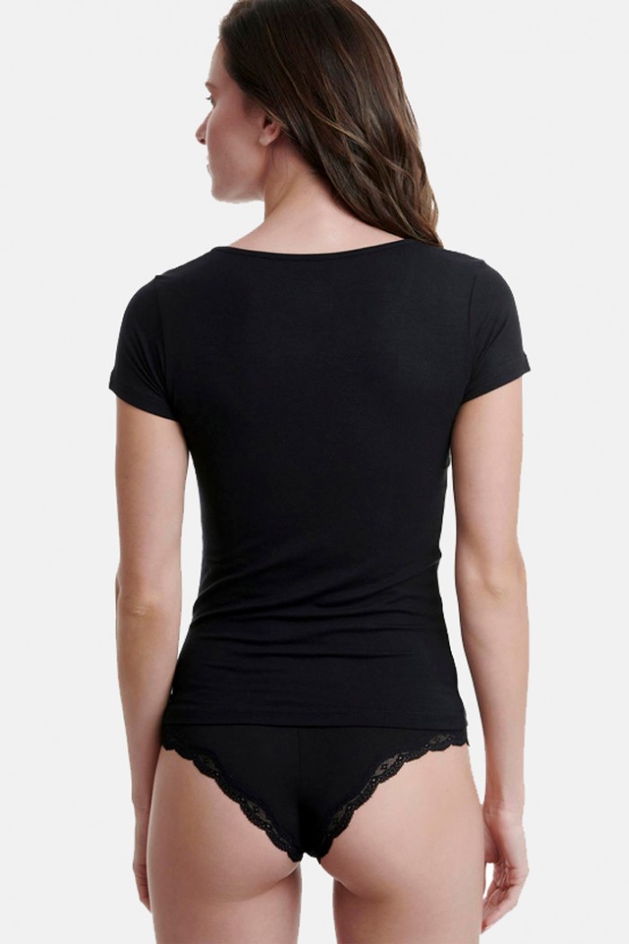 Elastic T-shirt short sleeve WALK Bamboo W2203_02 BLACK