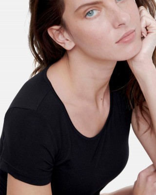 Elastic T-shirt short sleeve WALK Bamboo W2203_02 BLACK