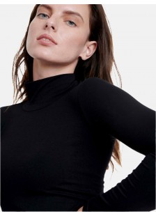Langärmeliges Damen-Rollkragen-T-Shirt WALK Bamboo W2205_02 BLACK Langärmeliges Damen-Rollkragen-T-Shirt WALK Bamboo W2205_02 BLACK