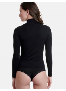 Langärmeliges Damen-Rollkragen-T-Shirt WALK Bamboo W2205_02 BLACK Langärmeliges Damen-Rollkragen-T-Shirt WALK Bamboo W2205_02 BLACK