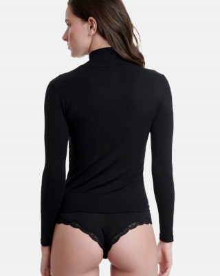 Long sleeve women's turtleneck T-shirt WALK Bamboo W2205_02 BLACK