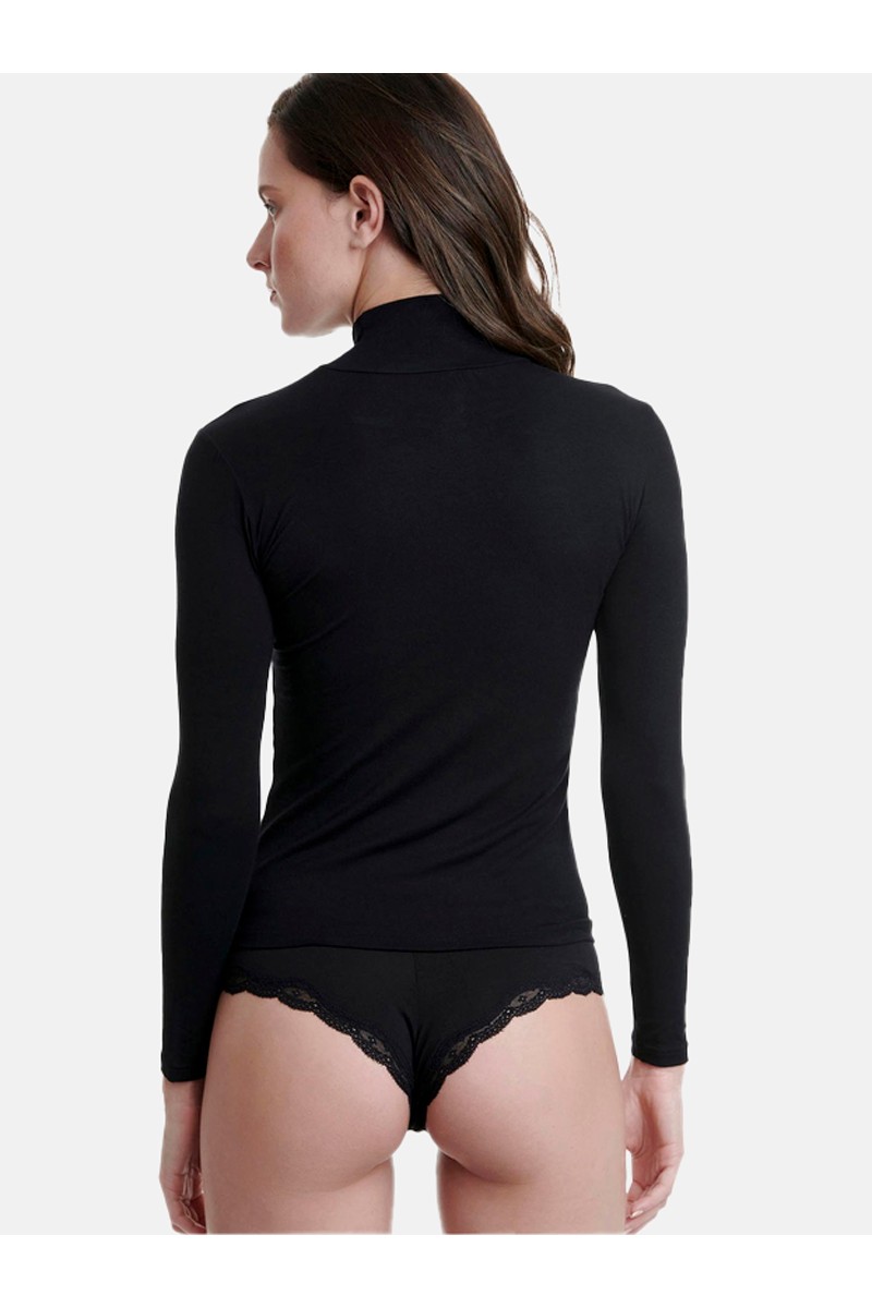 Langärmeliges Damen-Rollkragen-T-Shirt WALK Bamboo W2205_02 BLACK