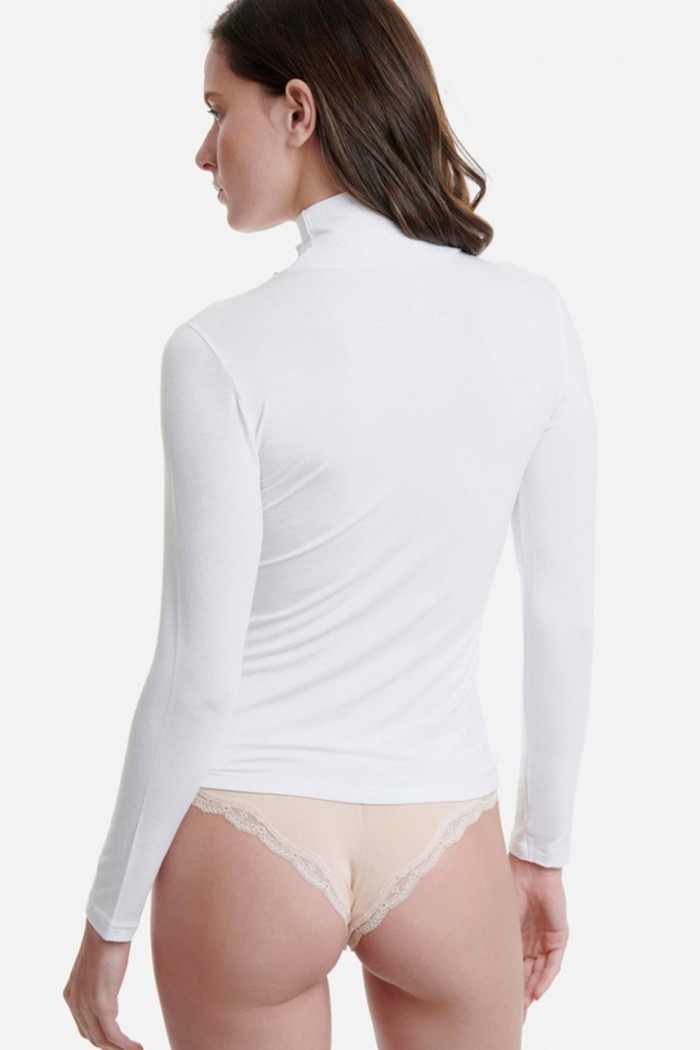 Women's long-sleeved turtleneck T-shirt WALK Bamboo W2205_01 WHITE