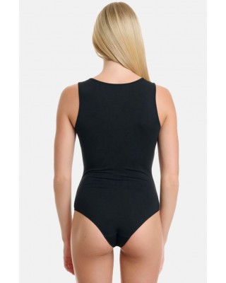 Elastic bodysuit with wide randa Bamboo WALK W2221_02 BLACK