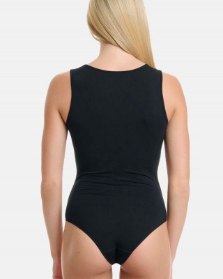 Elastic bodysuit with wide randa Bamboo WALK W2221_02 BLACK