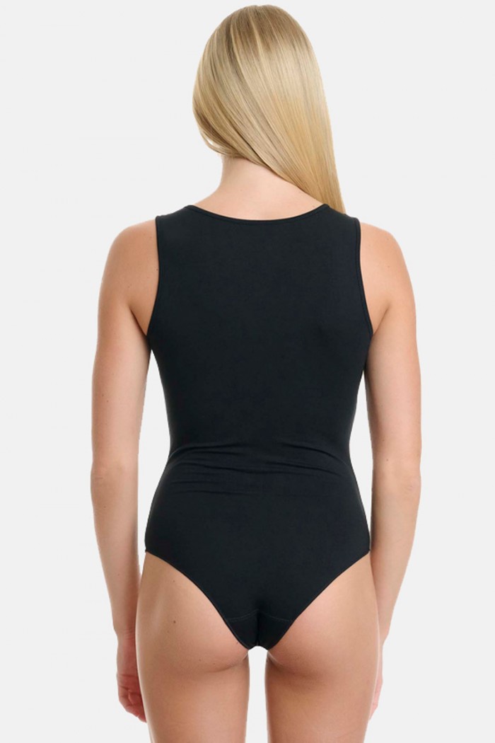 Elastic bodysuit with wide randa Bamboo WALK W2221_02 BLACK