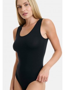 Elastic bodysuit with wide randa Bamboo WALK W2221_02 BLACK
