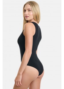 Elastic bodysuit with wide randa Bamboo WALK W2221_02 BLACK