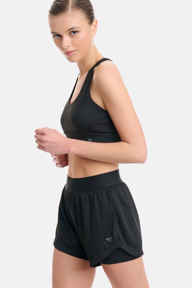 Sports shorts with inner leggings WALK 915-1 BLACK Sports shorts with inner leggings WALK 915-1 BLACK