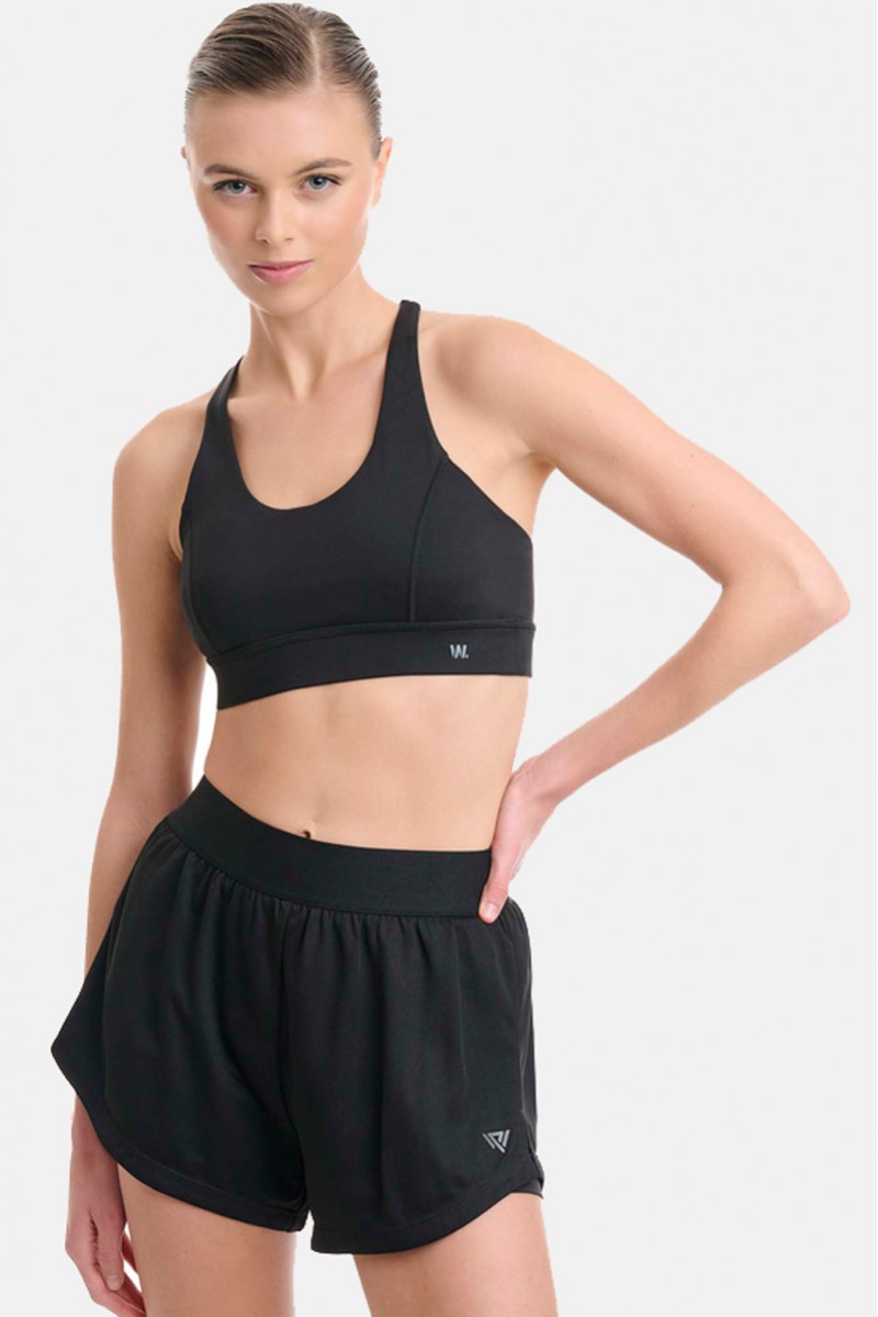 Sports shorts with inner leggings WALK 915-1 BLACK