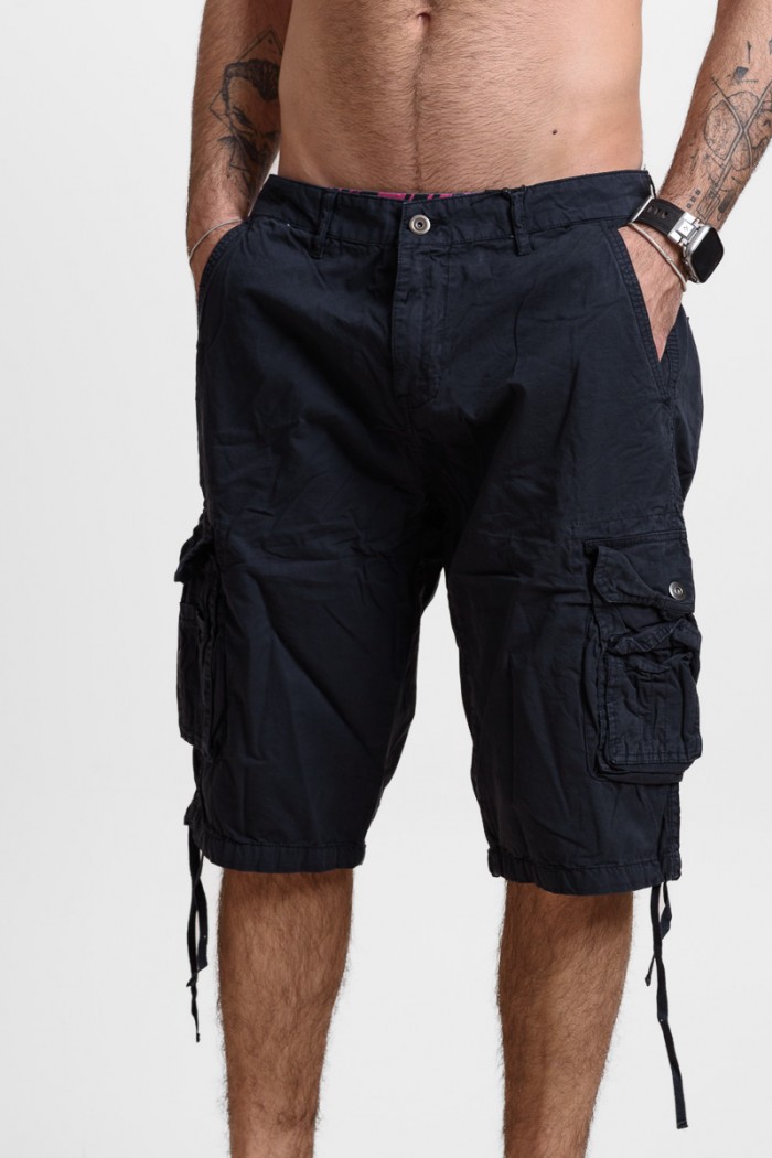 Men's Cargo Bermuda shorts X-FEEL BLUE BLACK X-2265-4