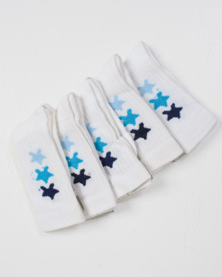 Kinder-Sport-Socken ZENITH 5er-Pack Weiß Sterne 2301