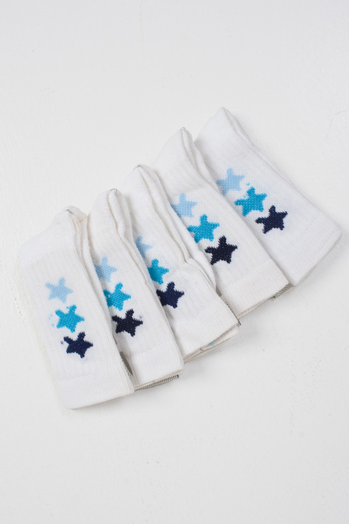 Kinder-Sport-Socken ZENITH 5er-Pack Weiß Sterne 2301