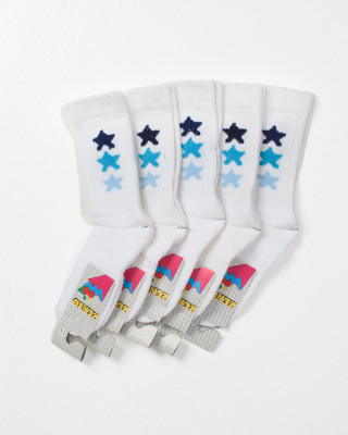 Kinder-Sport-Socken ZENITH 5er-Pack Weiß Sterne 2301