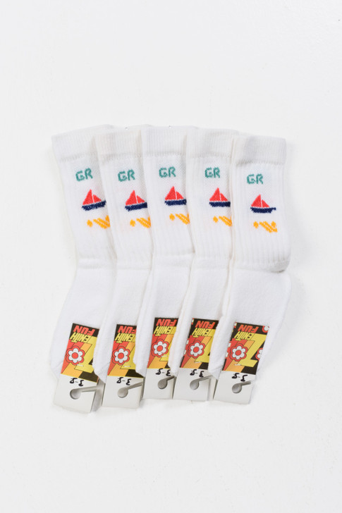 Kinder-Sport-Socken ZENITH 5er-Pack weiße Sterne 2304