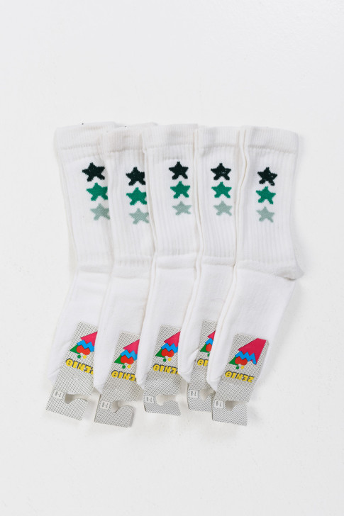 Kinder-Sport-Socken ZENITH 5er-Pack weiße Sterne 2303