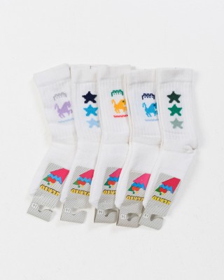 Children's sports socks ZENITH 5 Pack White Stars 2302