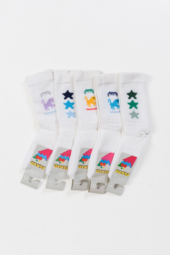 Children's sports socks ZENITH 5 Pack White Stars 2302