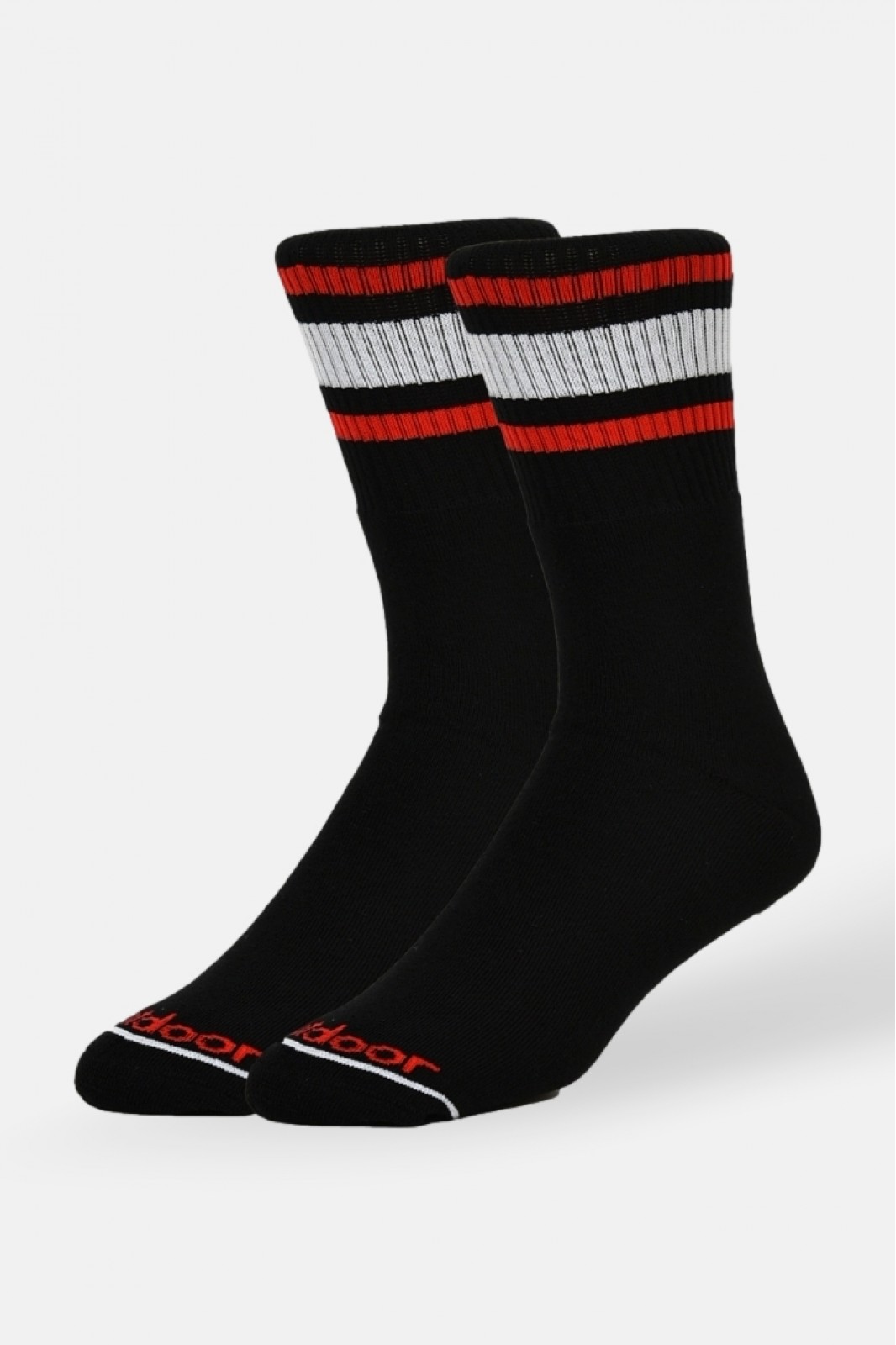 Everyday Sport Socks in Black with Red Stripes