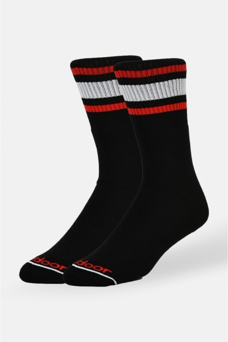 Everyday Sport Socks in Black with Red Stripes