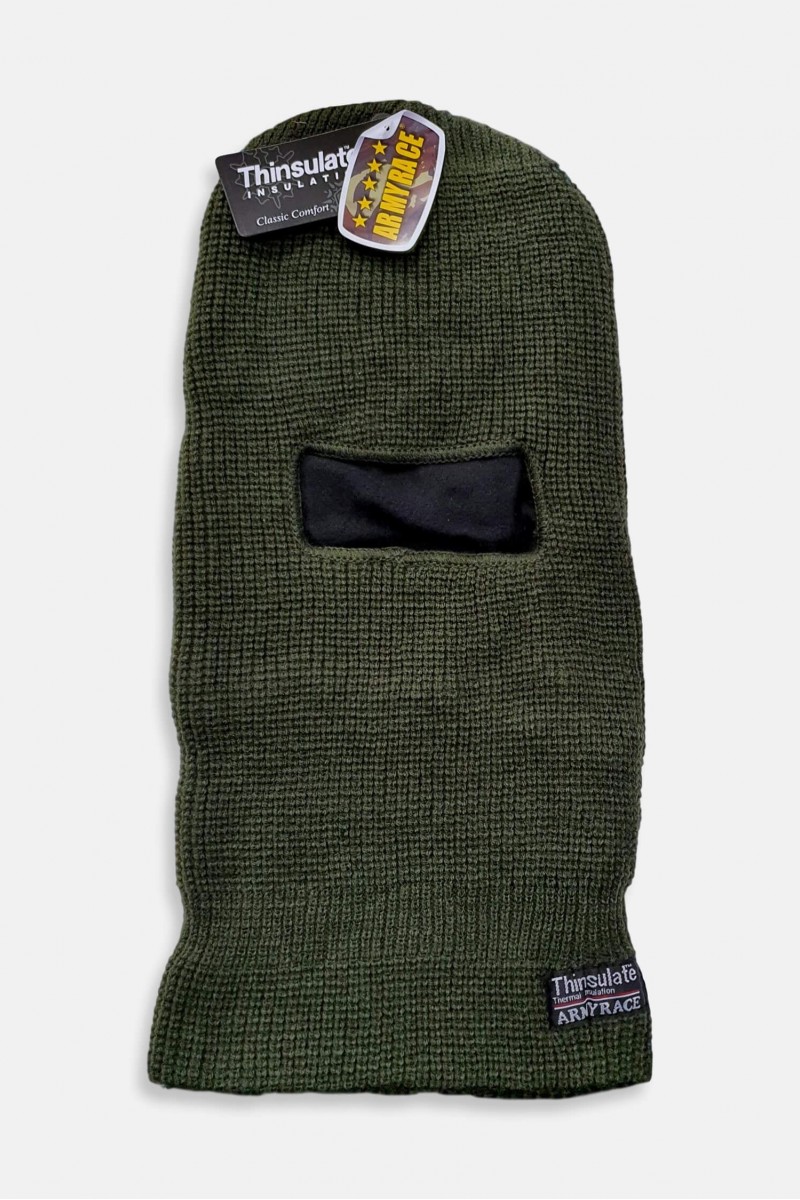 Full face hood Knitted - ARMY RACE - Khaki and Black