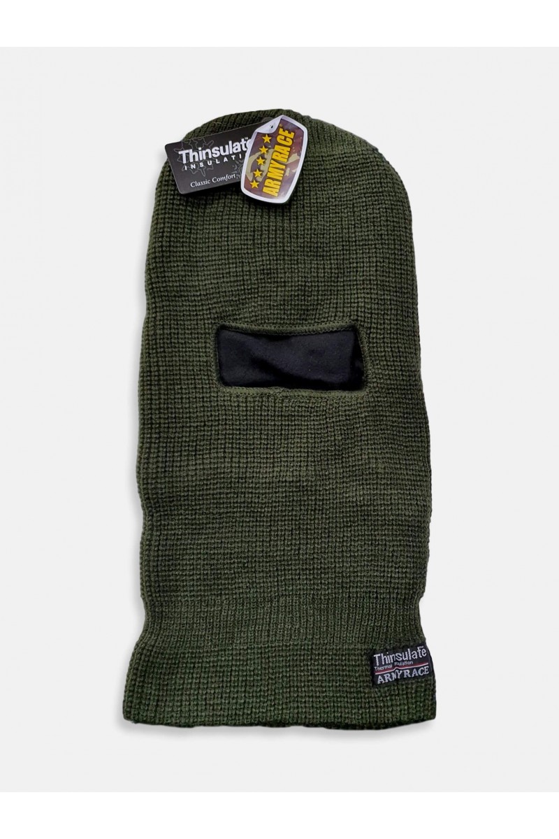 Full face hood Knitted - ARMY RACE - Khaki and Black