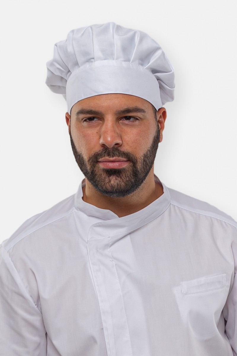  Cooking Cap in White and Black AXON RUFFLE