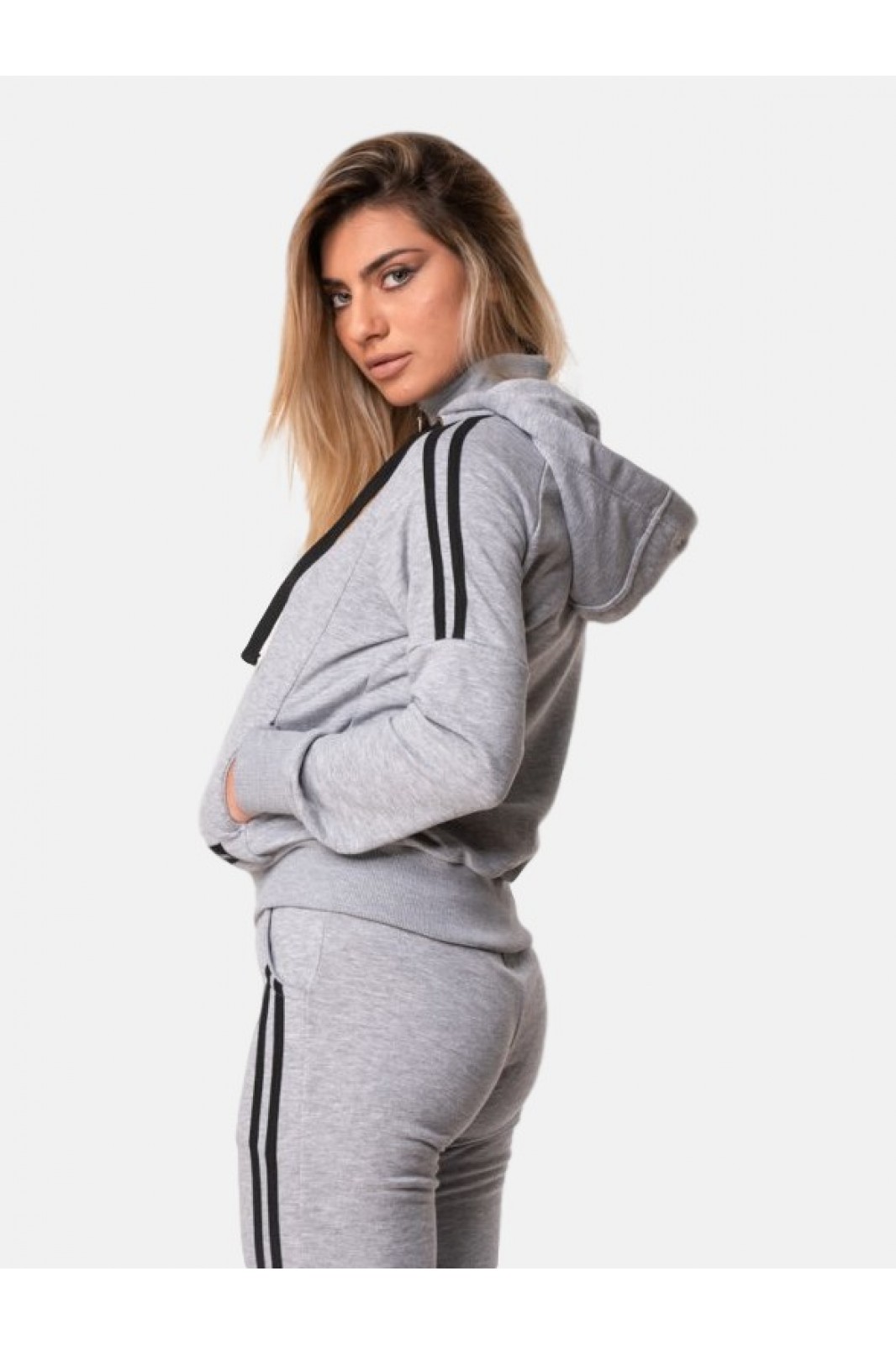 Sports jacket with stripes BODY MOVE 1171 Grey