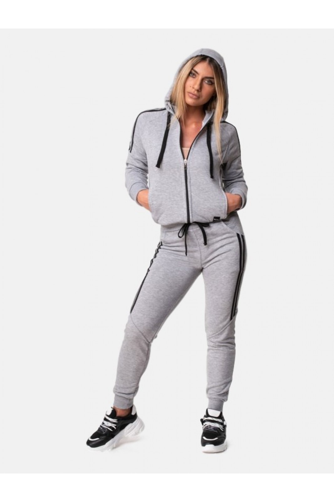 Sports jacket with stripes BODY MOVE 1171 Grey