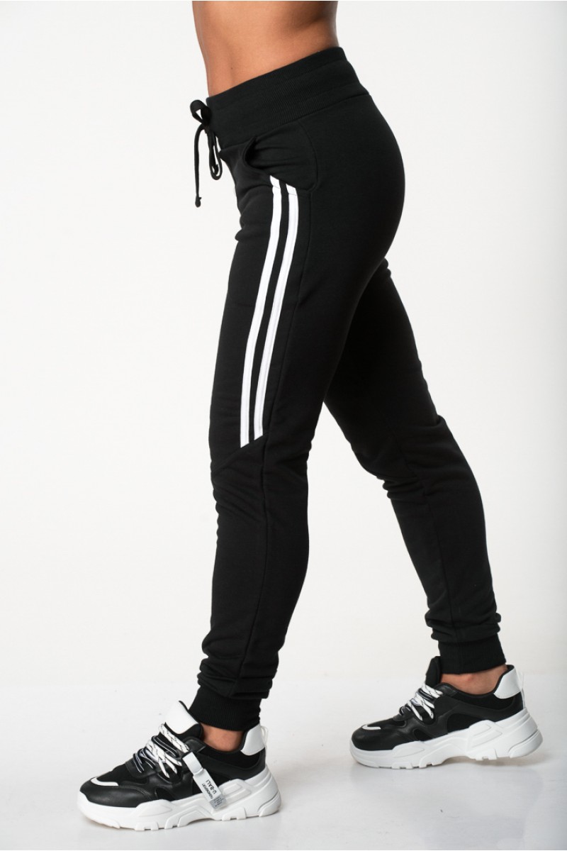 Sports Sweatpants with stripes BODY MOVE 1170 Black