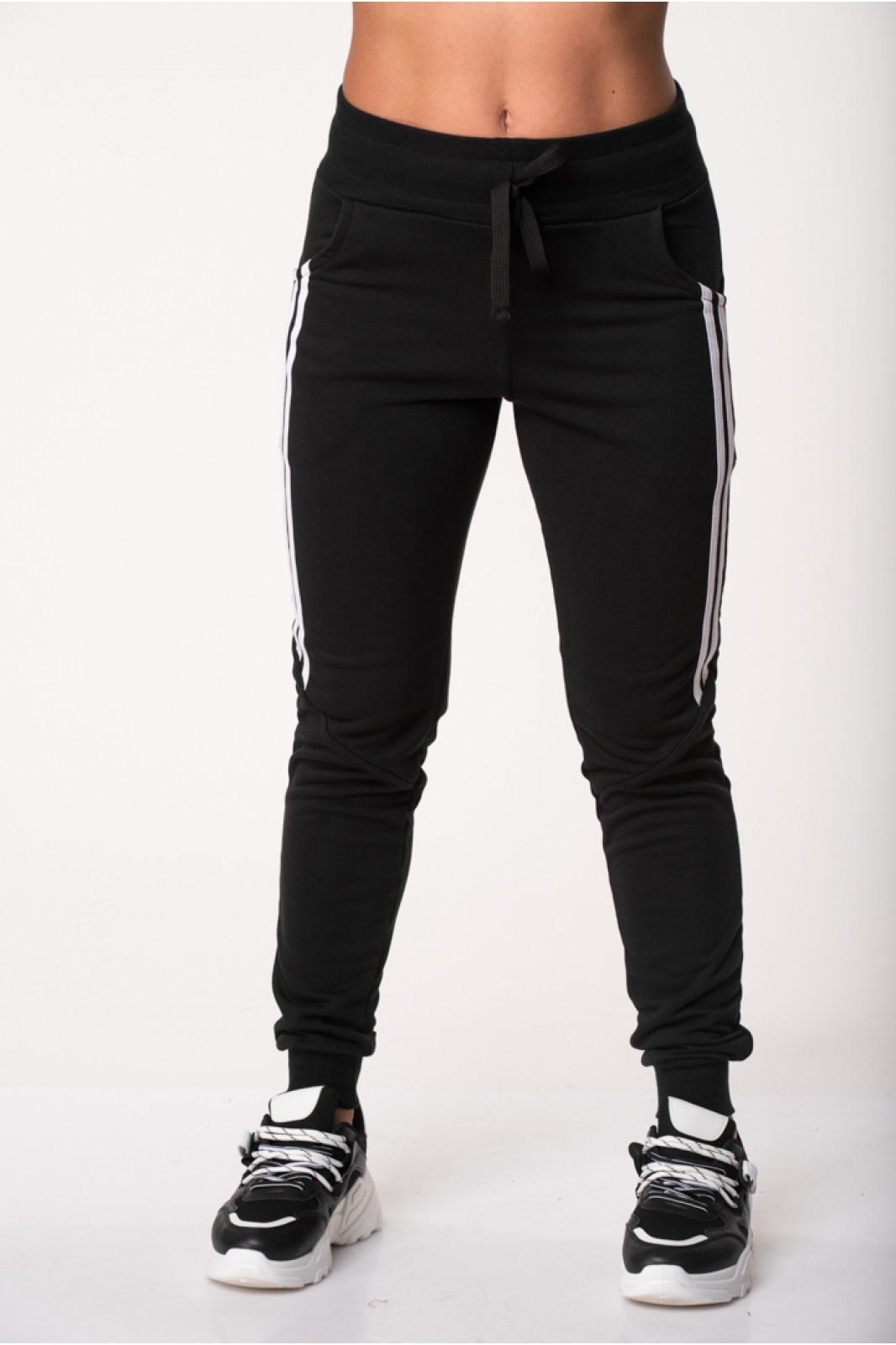 Sports Sweatpants with stripes BODY MOVE 1170 Black