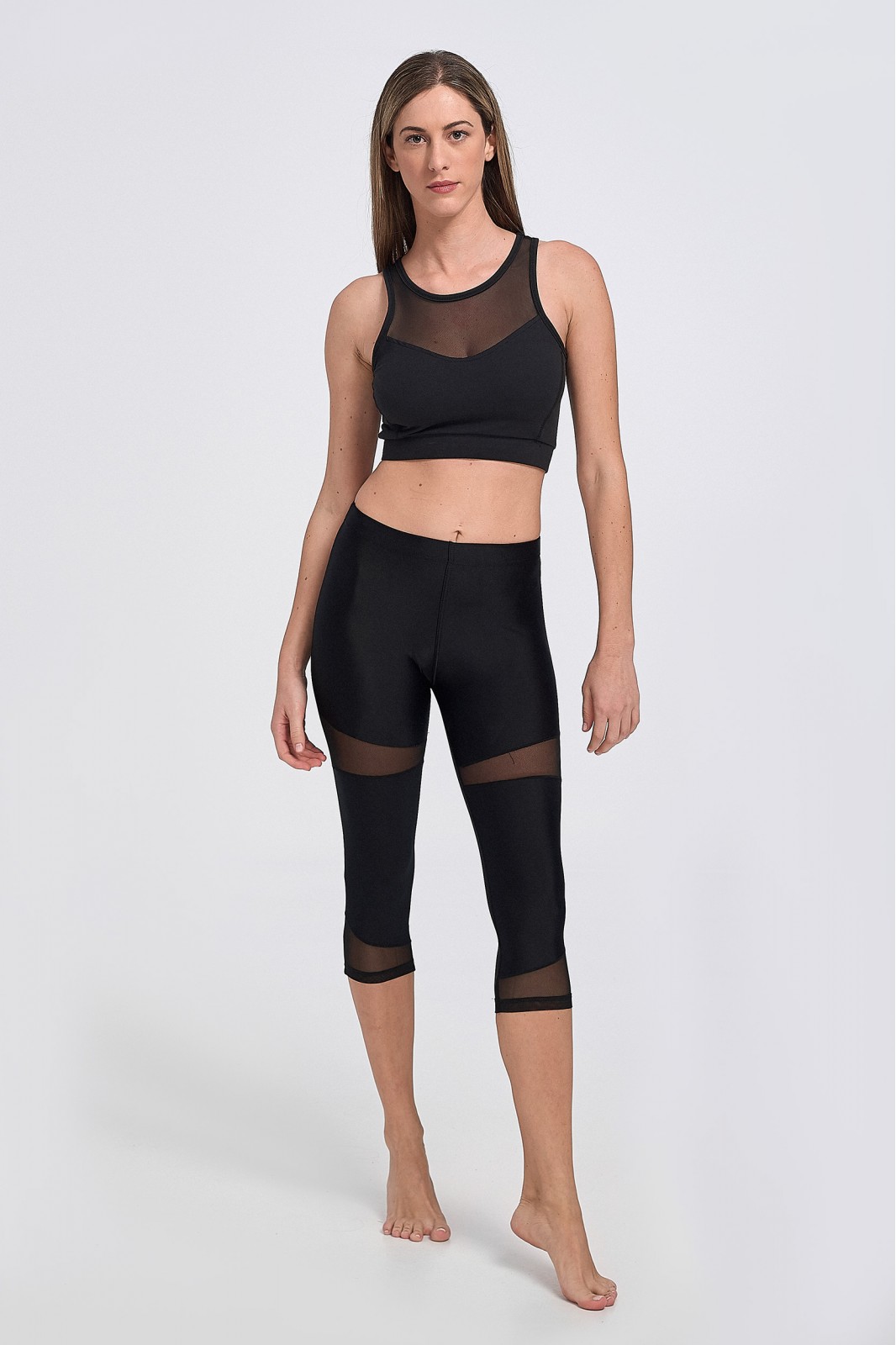 BODY MOVE Capri Leggings with Net